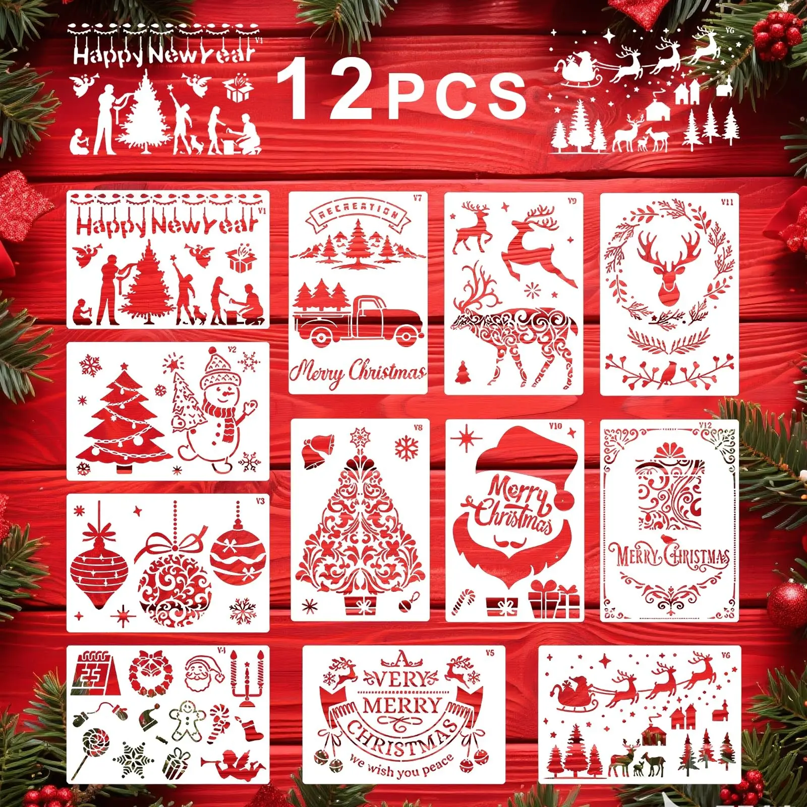Holiday Theme Drawing Stencil Template, Kids Craft DIY Hand Painting Board, Christmas Halloween Thanksgiving Universal Stencil, Multiple Patterns