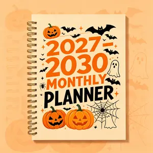 2027-2030 Monthly Planner/Calendar - January 2027 to December 2030, 4-Year Monthly Planning Schedule Book, Halloween Fun Themed Cover Design Journal, Annual Calendar Planning, Monthly Tabs, 48-Month Calendar, 5.5 x 8.3 inches Thickened Paper, Elastic Cove