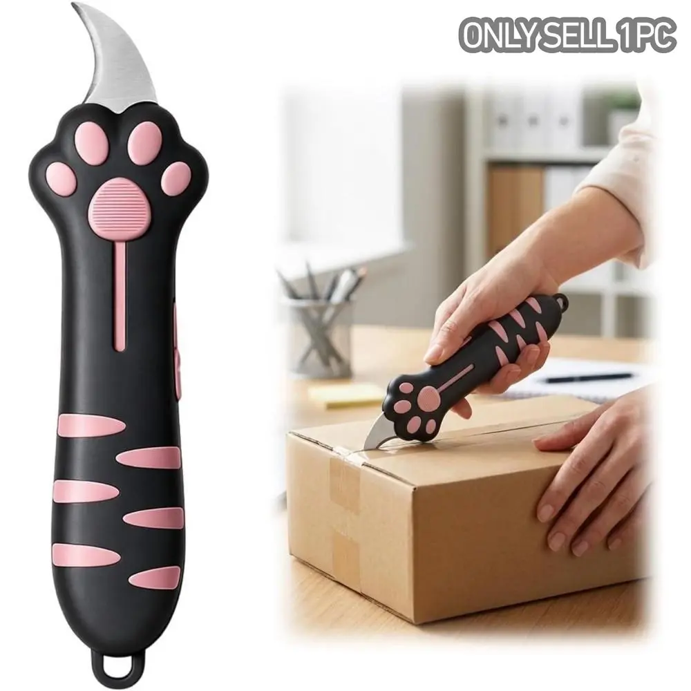 Adjustable Cat Claw Box Cutter, Ergonomic Silicone Handle, Safe Unboxing Tool for Home & Office, Easy Opening for Boxes and Cardboard, Office Gadgets
