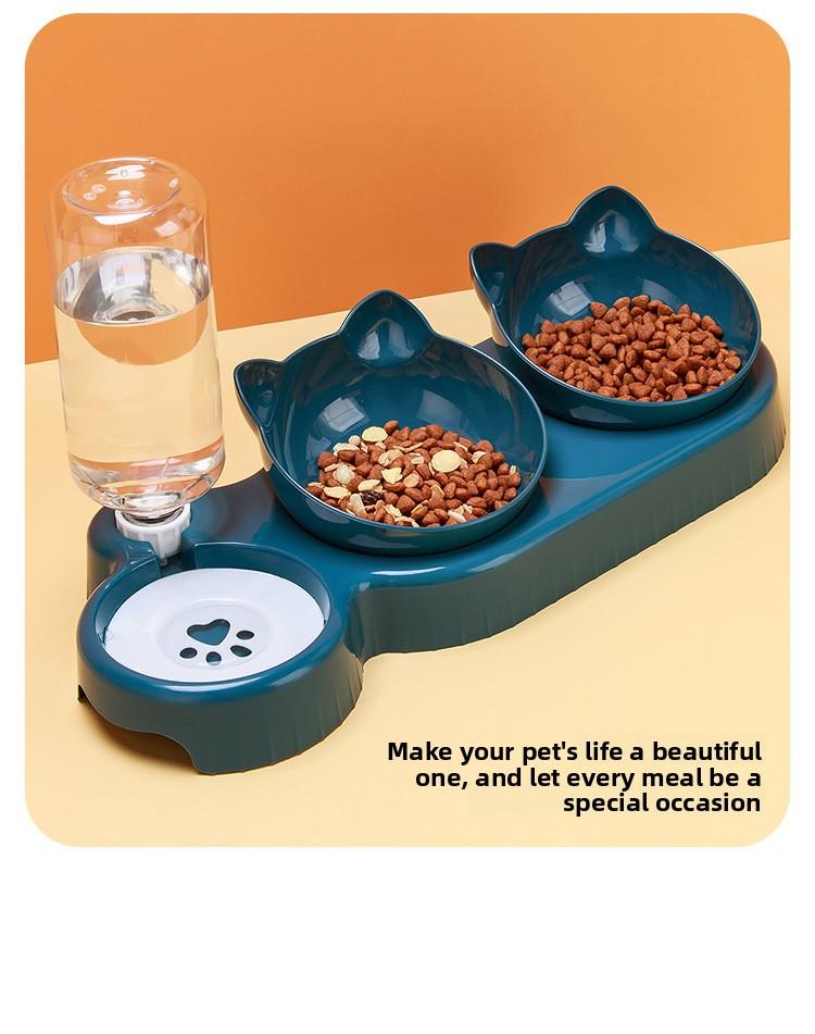 Tilted Cat Dog Double Bowls Neck Protection Anti-Spill Food Water Feeder Anti-Slip Cat Bowl for Cats Dogs Rechargeable Livestock Prod with Flexible Shaft pet stuff pepper spray dog bugs detector reverse slow feeder shaped harness silicone raised food bowl