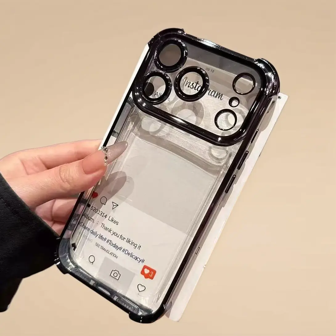 LUMN Studio Thickened Transparent Cute iPhone Case with Electroplated Border - Protective Shell, Heavy-Duty Drop-Proof Shockproof Casing, Built-In 4-Corner Cushioned Shock Cushion, Cellphone Accessories for iPhone 11-17