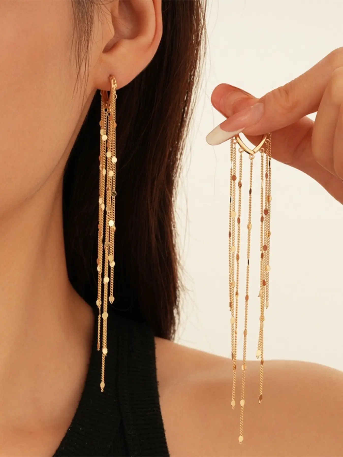 Hypoallergenic 14k Long Chain Tassel Threader Earrings, Trendy Dangling Drop Earrings, Bride Accessory for Party Prom, Mother's Day Gifts for Women, Dangle Drop Earrings