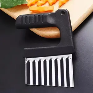 1pc Crinkle Cutter, Wavy Chopper Knife, Upgraded Stainless Steel Crinkle Knife, Safety Kitchen French Fry Chip Cutter, Wavy Slicer for Fruit Vegetable Salad Carrot Potato Fries, Kitchen Tools