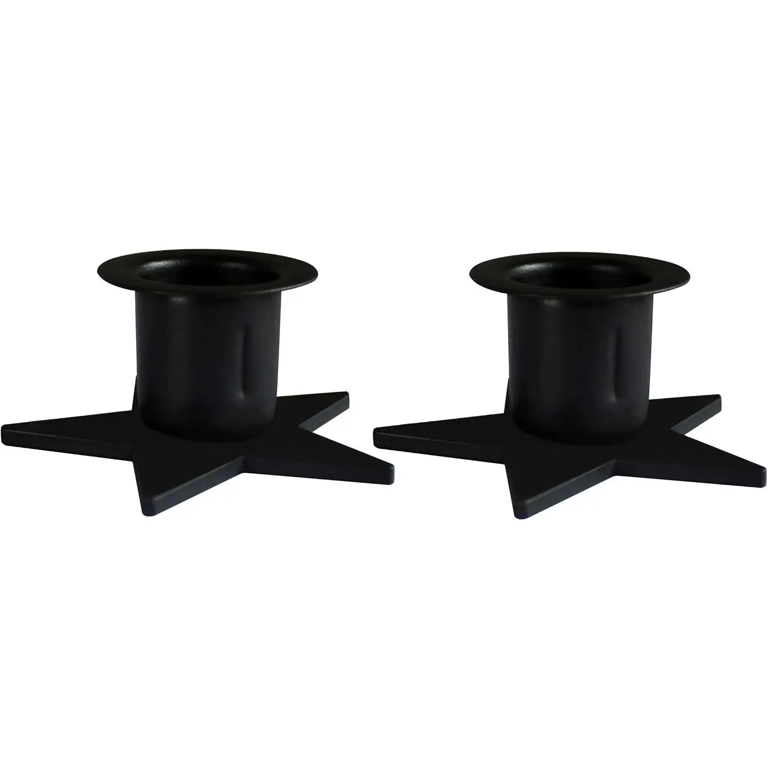 Primitive Iron Taper Candle Holders  Black Candlestick Holders for Halloween Christmas Dining Room  Decor. Set of 2,  Base