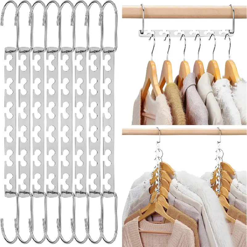 Space-Saving Hangers 12-Pack, Heavy-Duty Hanger Storage Rack, 30 lb Load Capacity, Metal Magic Hangers, Durable Multi-Purpose Hangers, Save Closet Space, Closet Storage and Organization: Home and Kitchen