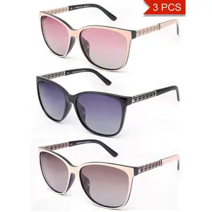 3 Pack Women's Polarized Sunglasses Set, TR Memory Frame Fashion Shades with UV400 Protection, Polarized Eyewear