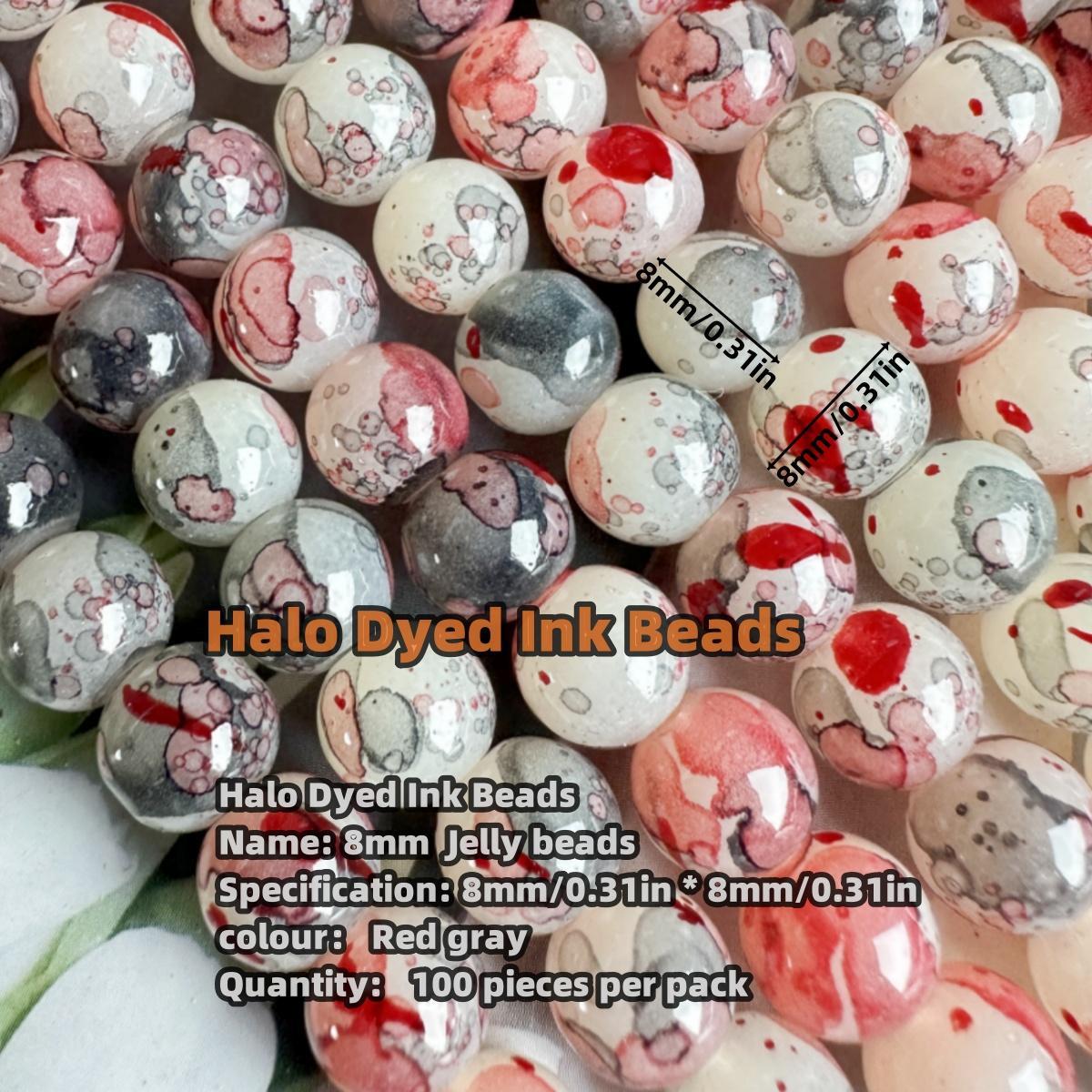 Halo Dyed Ink Premium Glass Beads for DIY Jewelry Making, 100/200pcs DIY Jewelry Accessories for Bracelet, Necklace, Earrings, Jewelry Making Supplies
