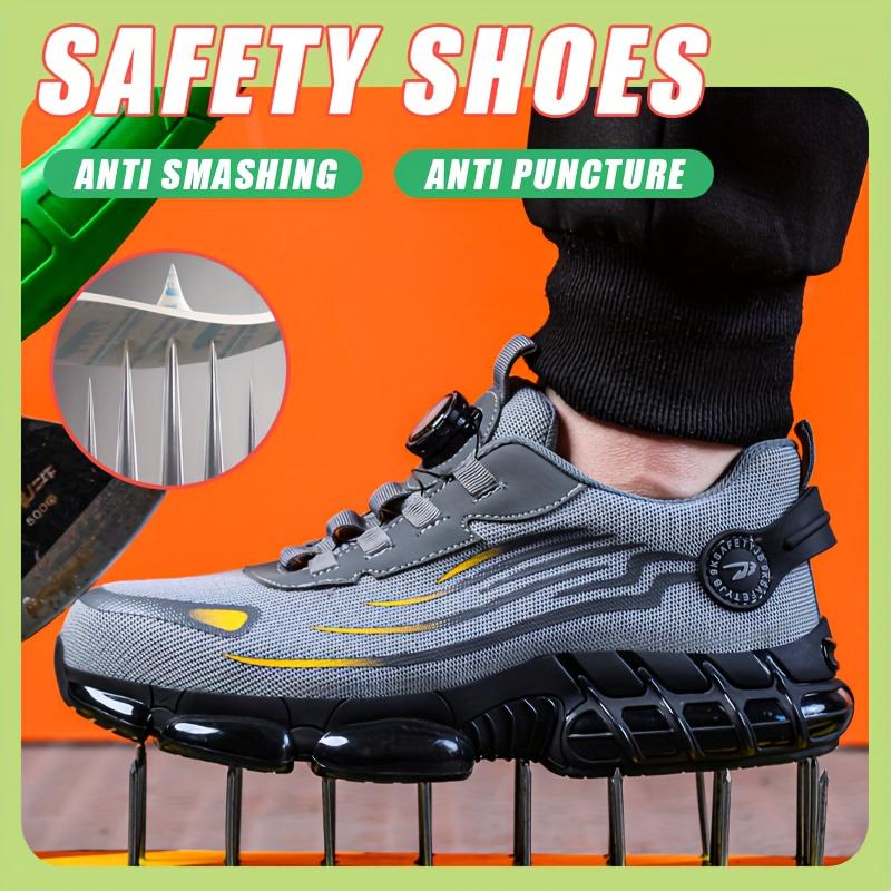 Men'S Professional With Swivel Button Steel Toe Work Boots, Puncture Resistant Safety Shoes, Shock Absorbing, Slip Resistant Lace-Up Low Top, Round Toe, Comfort Insole zapatos  ligeros Closed Boy Footwear Worker zapatos  con  casquillo Women Nail