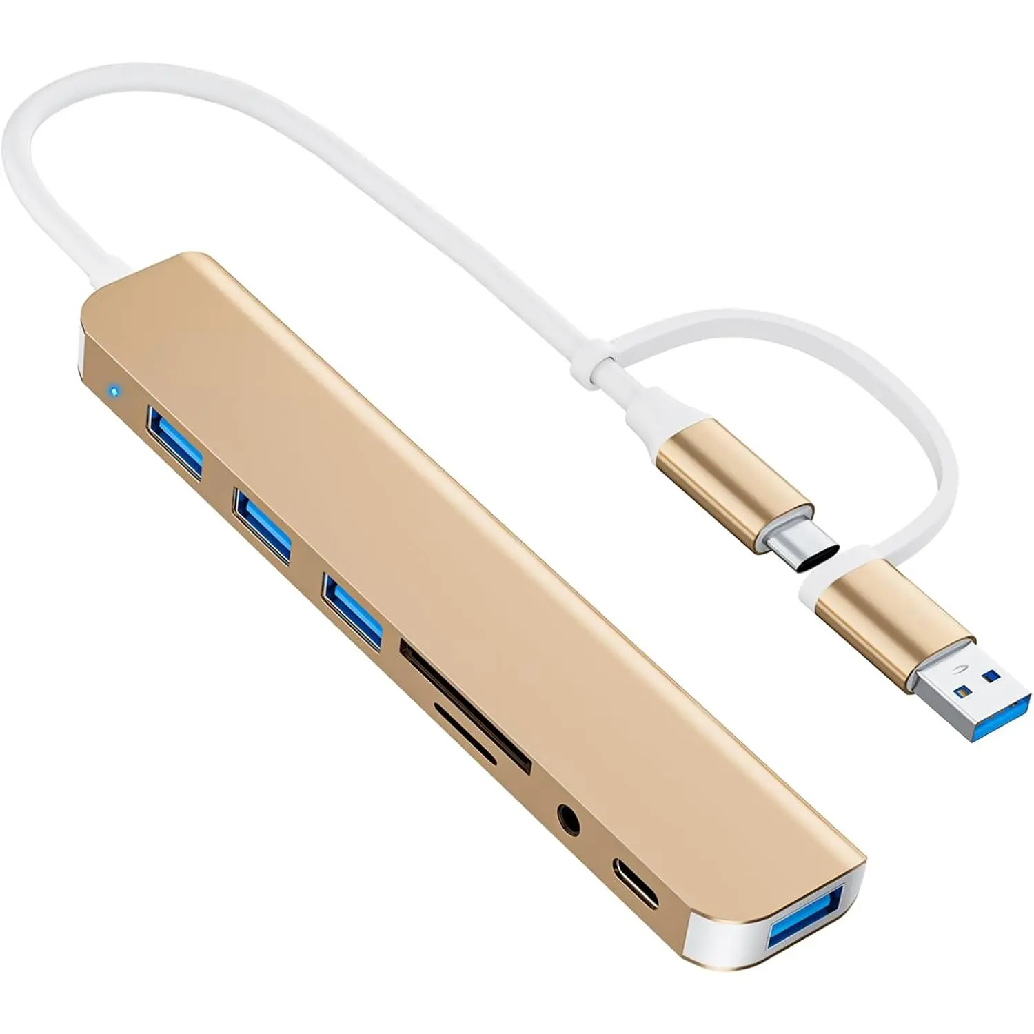 USB C/USB Hub Multiport Adapter, 8 in 1 USB Splitter- | USB 3.0 Hub SD/TF Card Reader,1 x USB 3.0, 3 x USB 2.0, 1 x USB C,and 3.5mm Audio Output for MacBook Pro Air ,iPad Pro,Laptop