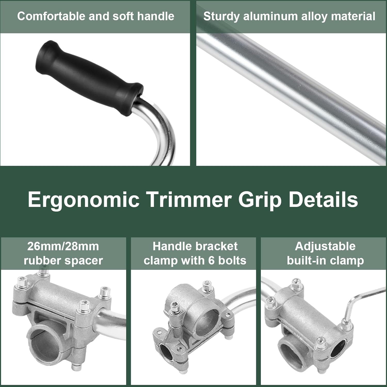 Grass Trimmer Handle, Aluminum Trimmer Handle with Bracket Clip, Multifunctional Garden Trimmer Handle, Power Tool Accessories