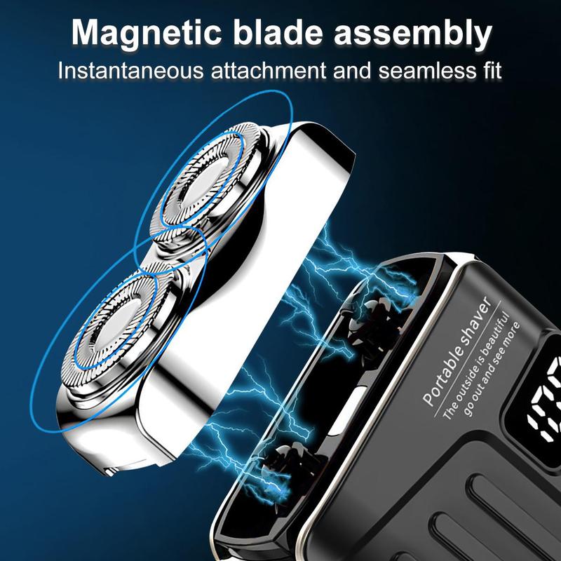 Mini Shavers for Men,Portable Rotary Dual Ring Electric Shaver,Mini Magnetic with Digital Display Washable Head Razor,USB Rechargeable Waterproof Electric Hair Cutting Machines,for Home Travel Mini Shavers for Men,Portable Rotary Dual Ring Electric Shaver,Mini Magnetic with Digital Display Washable Head Razor,USB Rechargeable Waterproof Electric Hair Cutting Machines,for Home Travel