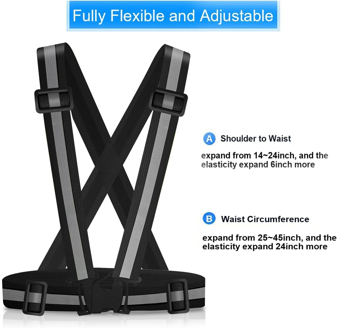 Reflective Vest Running Vest 2count, High Visible Reflective Gear for Nighttime Running Biking Motorcycle Dog Walking, Adjustable Safety VES fits Men Women  s