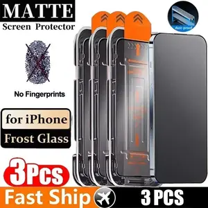 3Pcs Matte Oleophobic Coating Dust free Installation Screen Protector For iPhone 17 Air 17 16 13 11 12 15 Pro Max Frosted Glass
