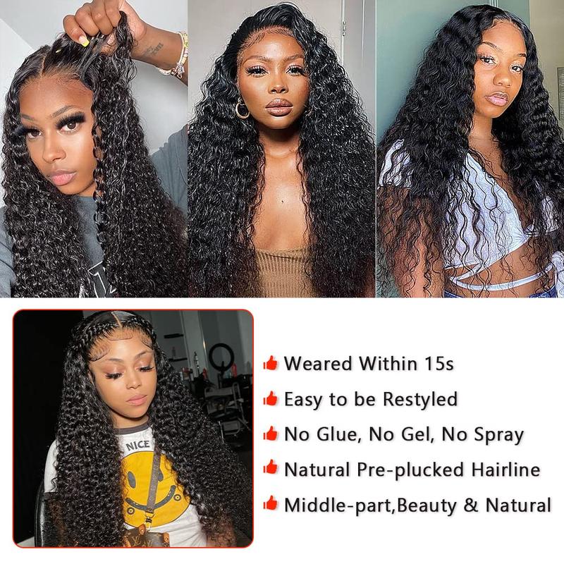 [Beginner Friendly] Bling Hair Glueless Wig Deep Wave 6x4 7x5 9x6 Real Human Hair Wigs HD Transparent Pre Cut Lace Closure Wigs Ready to Wear No Glue Wig 13x6 Lace Front Wigs TikTokShopHolidayHaul