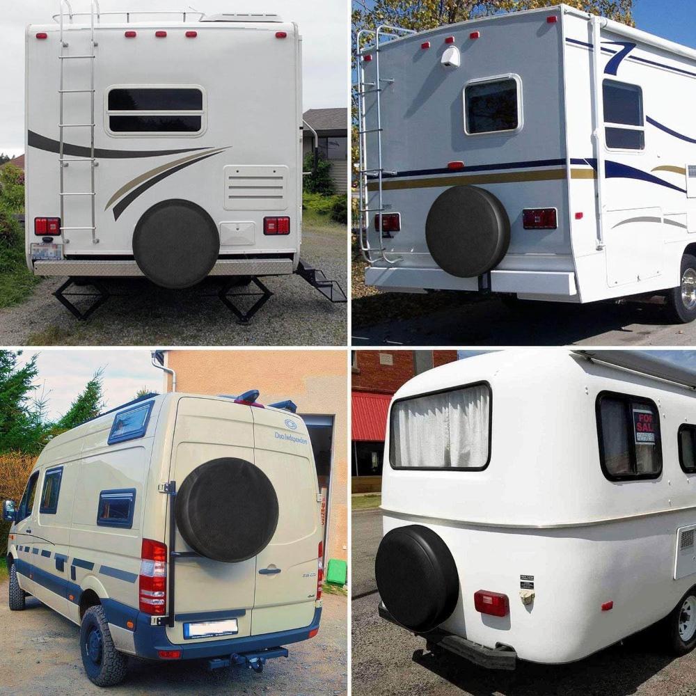 Car spare tire cover, pure black PVC leather SUV truck off-road vehicle RV external tire cover, wheel cover