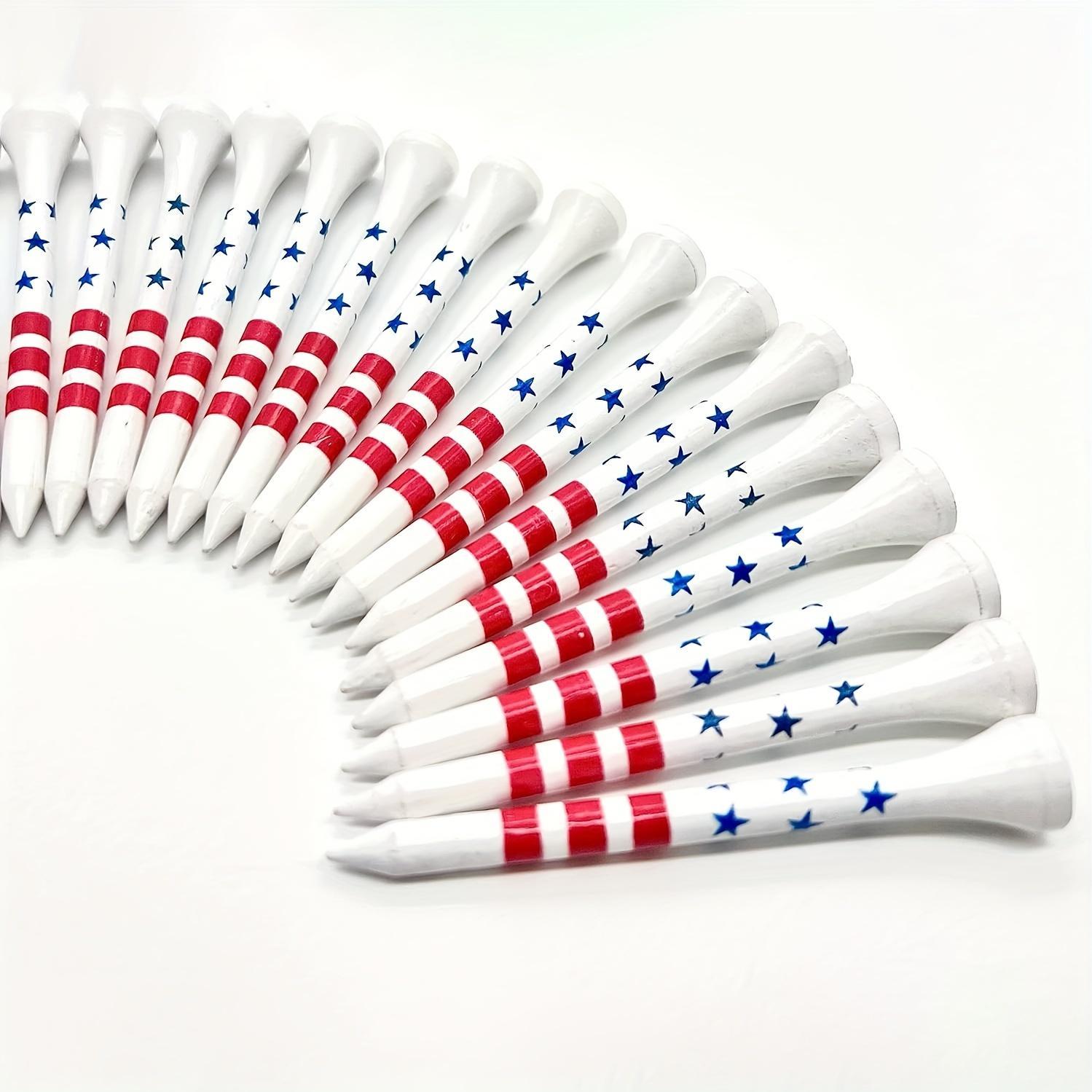 American Flag Golf Tees (50/100pcs), Wooden Golf Tees, Stars and Stripes Design Golfing Tees, Teens Golf Balls Game Accessories, Golf Equipment, Golf Supply