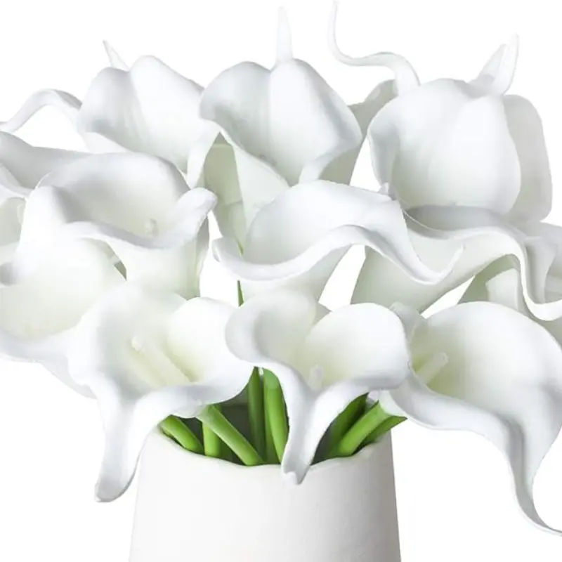 6pcs Cream Calla Lily Artificial Flowers, Faux Decorative Flowers, 35cm Fake Calla Lily Stems Vase, Wedding Home Table Party Floral Decoration