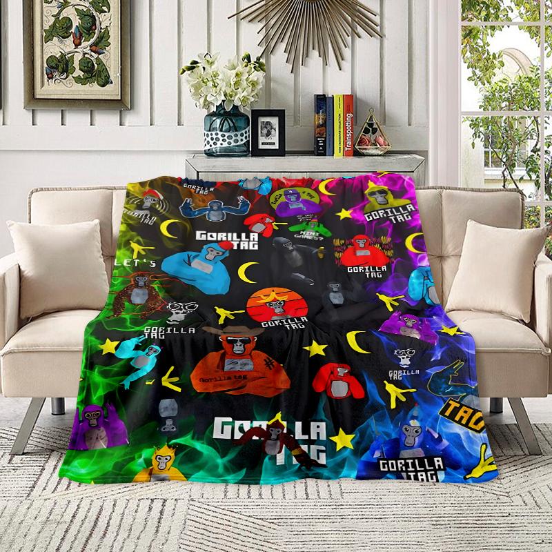Viral Gorilla Tag All Skins Fleece Blanket, Colorful VR Game Gorilla Plush Throw, Ultra Soft Blanket Printed In USA, Must-Have For Gorilla Tag Enthusiasts & VR Gamers