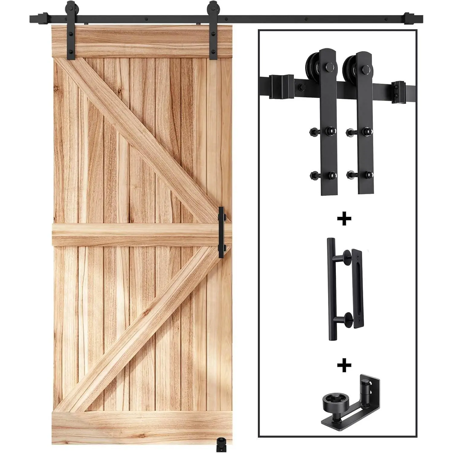 6 FT Sliding Barn Door Track and Handle Hardware Kit, Straight Pulley,Slide Smoothly Quietly,Easy Install (6FT Track Kit for 30"~36" Wide Single Door)