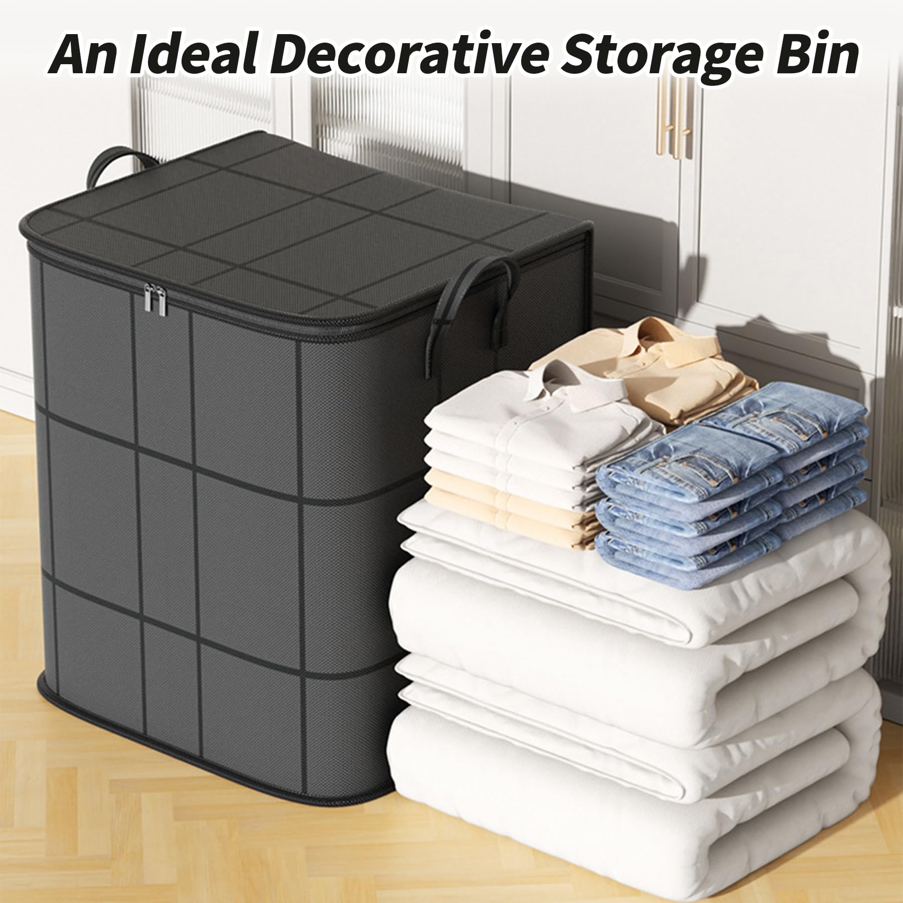 Large Capacity Foldable Storage Bags, Fabric Storage Organizer for Clothes and Quilts - Durable, Dustproof Organizer Solution, For Home or Dorm Use, Moving, Seasonal Storage, Decorative Storage, Clothes Organizer Storage