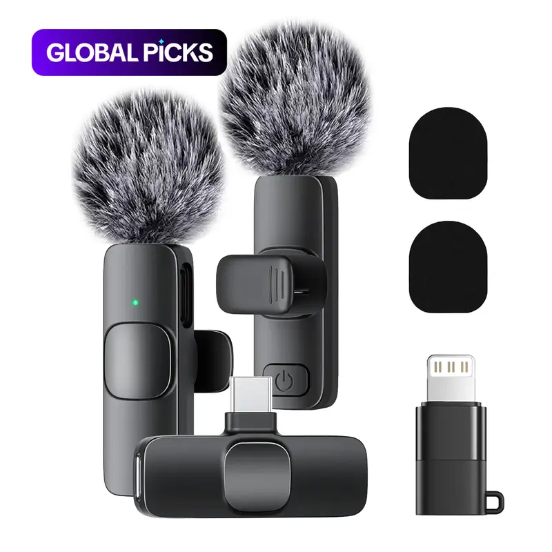 Wireless Mini Lavalier Microphone for iPhone iPad Android - Intelligent Noise Cancelling, Noise Reduction Mic, Plug & Play, Lightning Adapter, Lapel Mic for TIKTOK, Video Recording, Vlog, Live Streaming #GLOBAL PICKS