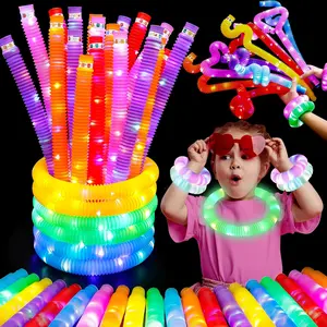 Glow Sticks,16PCS LED Pop Tubes Party Favors,Glow Necklaces Bracelets, Light up Camping Toys ,Imaginative Play,Birthday Wedding Decorations,Tons of Ways to Playfidget toys