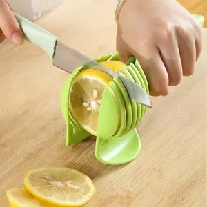SleekHush Multi-Functional Plastic Kitchen Fruit Vegetable Slicer - Non-Slip Safe Grip Handle, Uniform Slices, Dishwasher Safe Slicer, Easy to Clean (Indoor Recreation Kitchenware for Lemons, Tomatoes)
