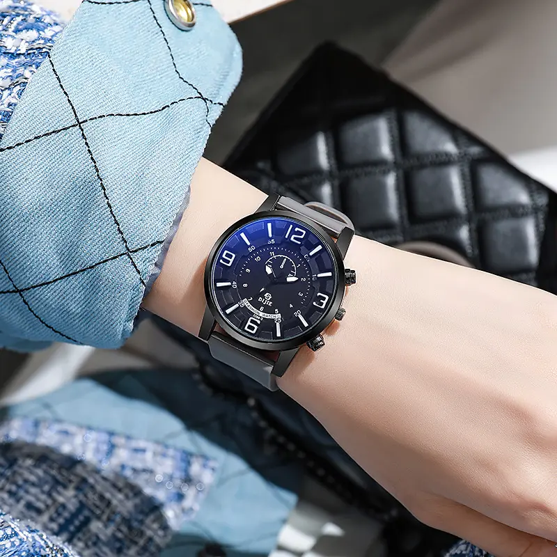 Unisex Fashion Quartz Wristwatch, Round Vintage Blue Dial With Multi Subdials, Adjustable Fabric Strap, Multiple Strap Color Options Daily Wear Accessory