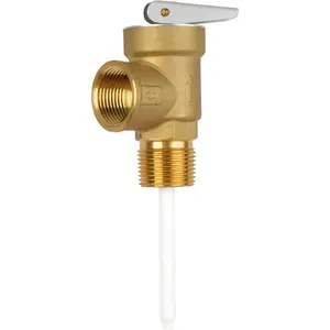 210°F 150 Psi Automatic Temperature and Pressure Relief Valve with Extension Probe and Lever, 3/4"NPT, All Brass Body, CSA LISTED
