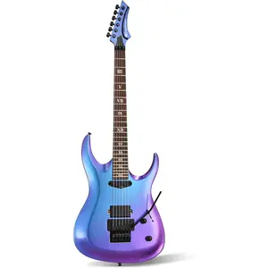 Leo Jaymz Tsunami Electric Guitar Mahogany Body & Roasted Maple Neck, HH Pickups with Rail, Double-Locking Tremolo, 24 Frets