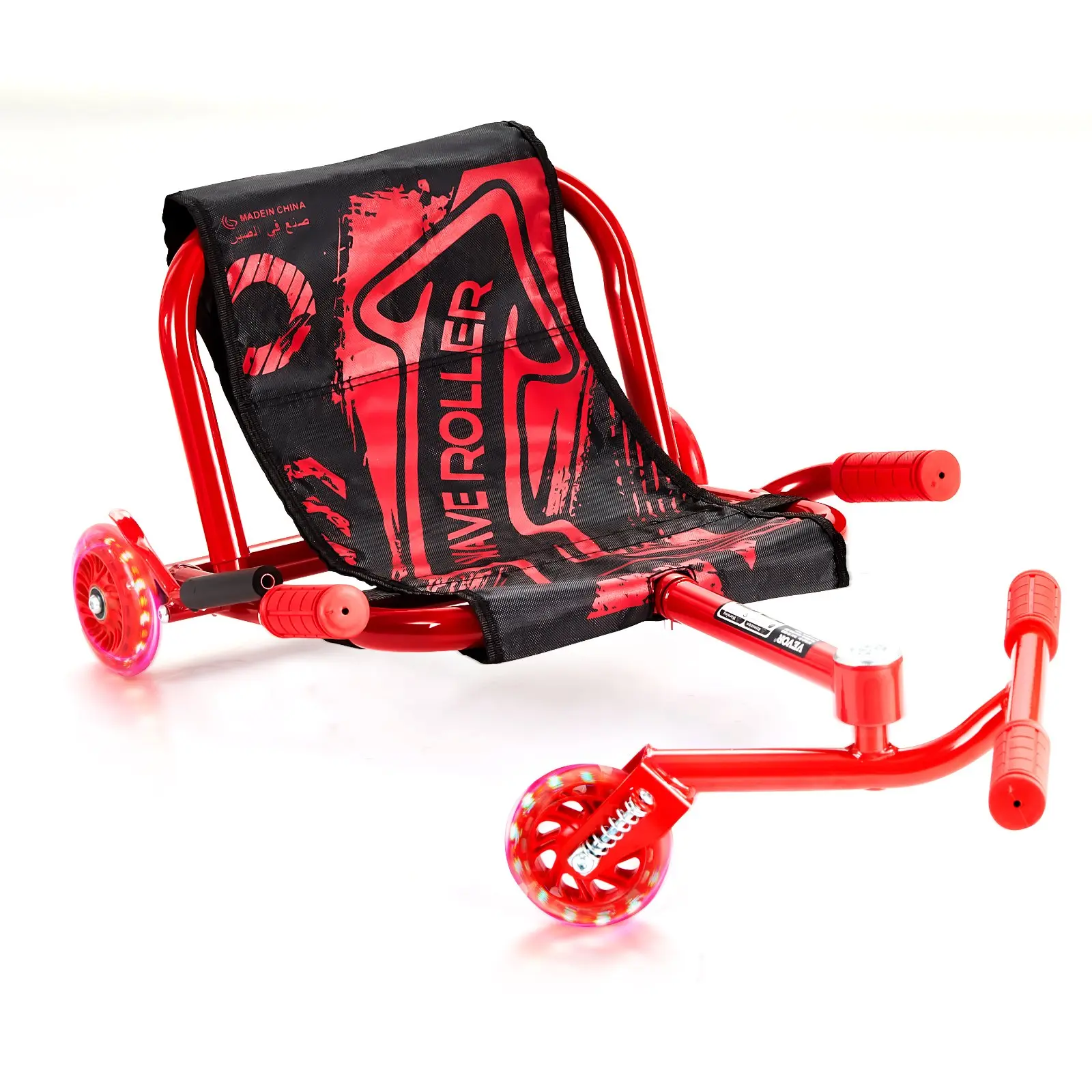 VEVOR Ride on Scooter, Load Capacity of 132 lbs, Swing Side-to-Side for Amazing Ride Powered by Zig-Zag Motion, Ride on Drifting Toy for Ages 4+, Rides on Any Hard Surface for Indoor Outdoor, Red