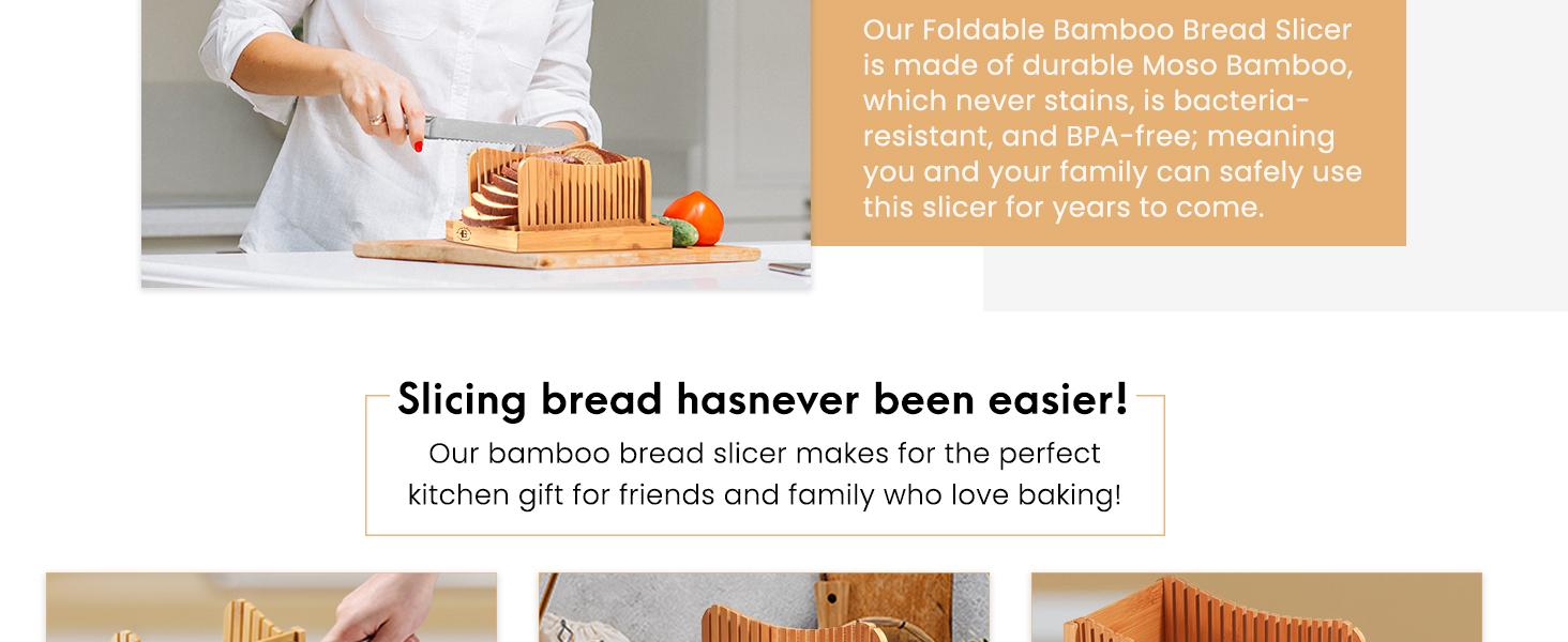 Bread Board & Bread Slicer for Homemade Bread - Foldable Slicing Guide, Crumb Tray with Knife - Compact Bread Loaf Slicer for Cakes, Bagels, Loaves - Kitchen Gadget & Gifts Stainless Steel