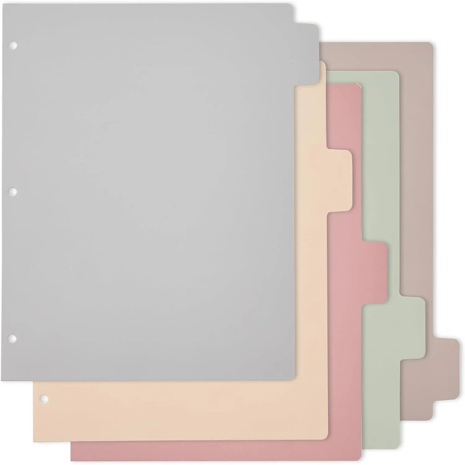 Decorative 3 Ring Binder Dividers with Tabs Letter Size Paper Binder Tabs Page Dividers Cute Binder Index Dividers for Office School  with 1/5-Cut Tabs, Morandi Color(5 Sheet)