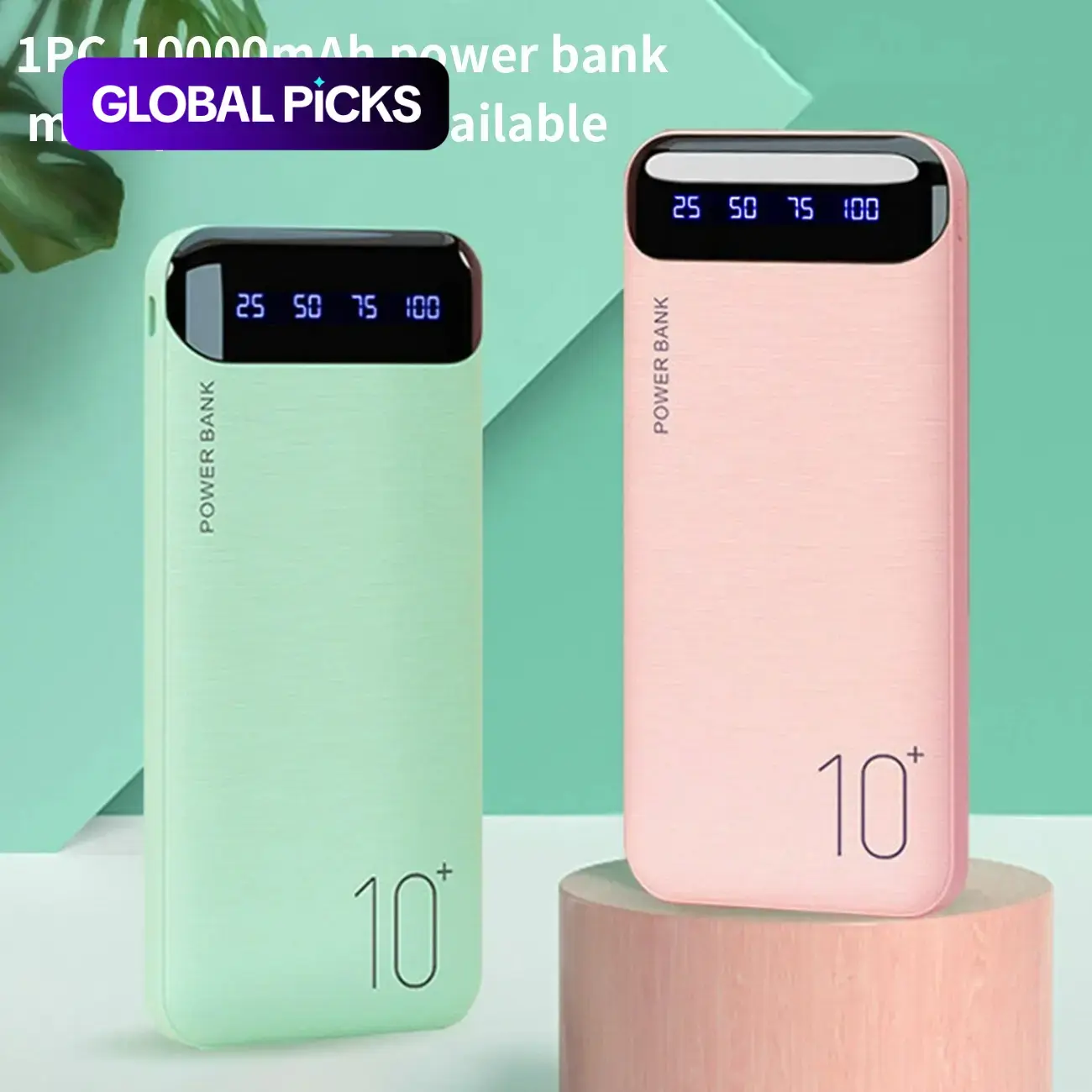 1pc 10000mah Portable Battery Power Bank Dual Output USB-A 10w Fast Charging Type-C Input Compatible with iOS Android iPhone Samsung Xiaomi Huawei Portable Powerbank