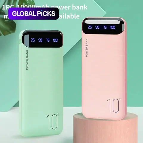 1pc 10000mah Portable Battery Power Bank Dual Output USB-A 10w Fast Charging Type-C Input Compatible with iOS Android iPhone Samsung Xiaomi Huawei Portable Powerbank #GLOBAL PICKS