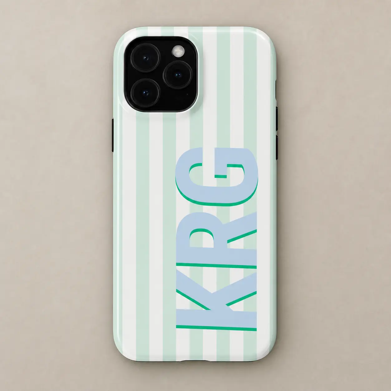Custom Personalized Monogram Initials Shock-Absorbent Polycarbonate-Silicone Smartphone Case, Wireless-Safe Transparent Cellphone Accessory for iPhone Series (17,16,15,14,13,IP 13 Pro) - Retro Stripe Summer Beach, Halloween Horror Character Designs