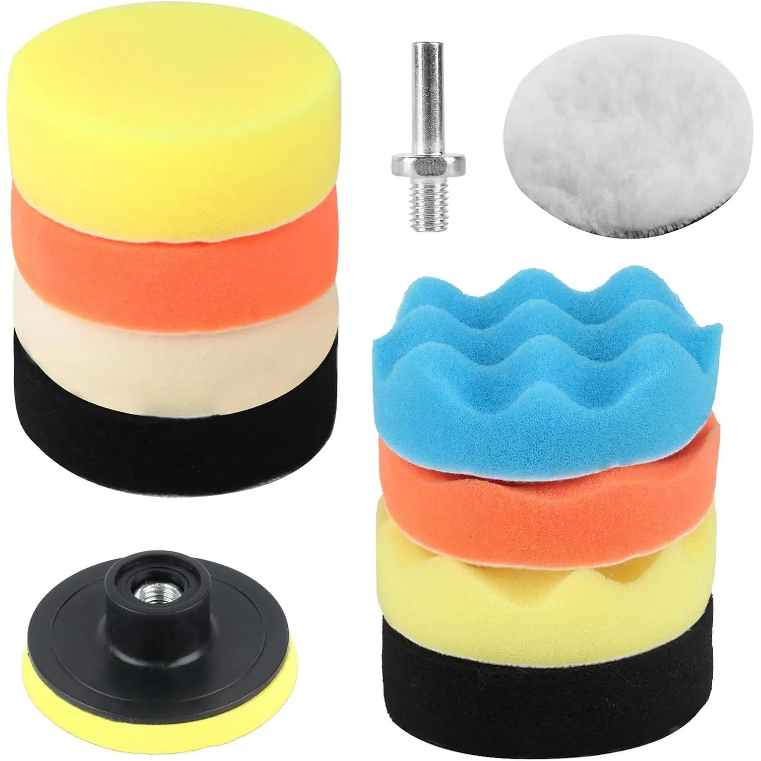 10-Pack  Polishing Pads, 3 Inch , Buffer Polisher for Drill, Fleece Pad Wax Buffer Drill Polisher Attachment with M10 Adapter