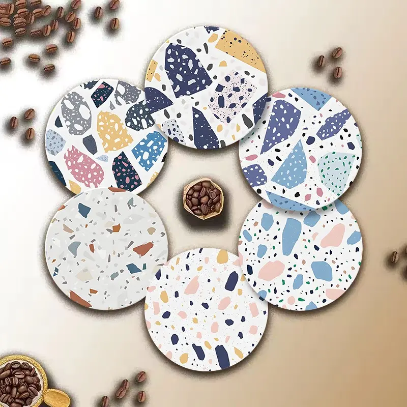 Cute Patterned Coaster, Round Pet Material, Ideal for Kitchen, Living Room, Home Decor, Perfect Gift for Holidays and Parties