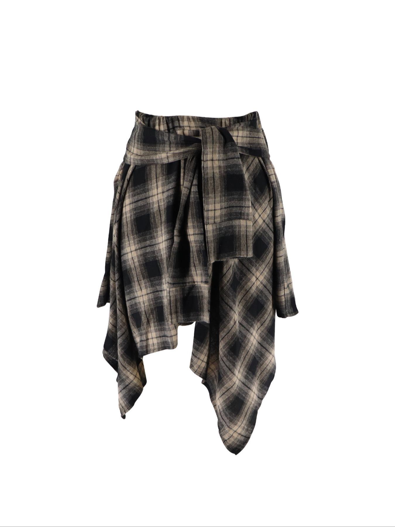 Women's Plaid Print Tie Front A Line Skirt, Casual Asymmetrical Hem Skirt for Summer, Women's Bottoms for Daily Wear, Casual Fitted Skirt
