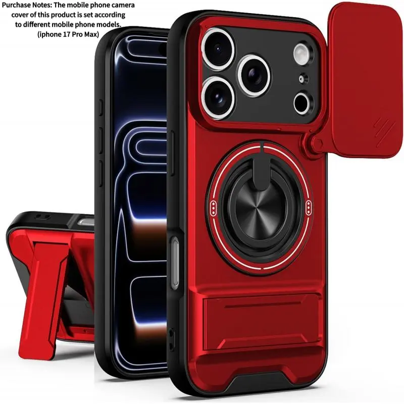 Magnetic Phone Cases for iPhone 17 Pro Max 16 15 14 13 12 11 Pro Max case with 360 ° Rotation Magnetic Ring Compatible with MagSafe Slide Camera Cover Foldable Stand Military-Grade Shockproof Protective case for iPhone 17 Pro Max