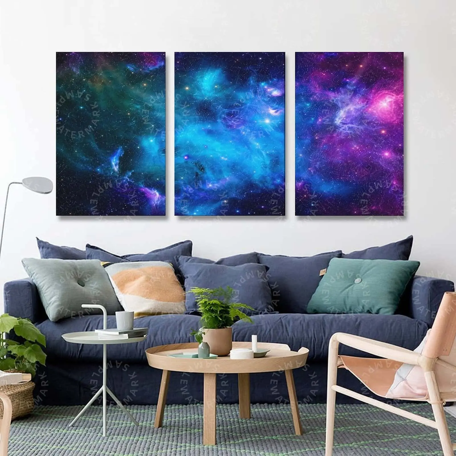 Galaxy Nebula Wall Art, Colorful Space Canvas Poster, Cosmic Universe Triptych Decor, Aesthetic Wall Art for Bedroom Living Room Office Gaming Room, Modern Astronomy Home Decor, Dreamy Starry Sky Artwork Gift