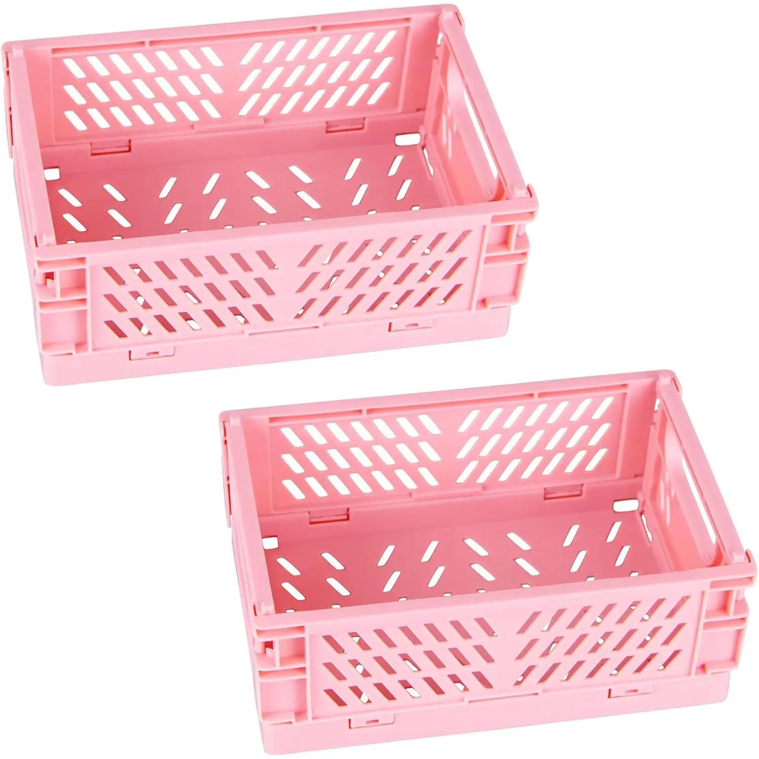 2-Pack Mini Foldable Plastic Baskets for Organizing and Storage, Collapsible Storage Crate for  Kitchen Bedroom Bathroom Office (5.9x3.8x2.2, )
