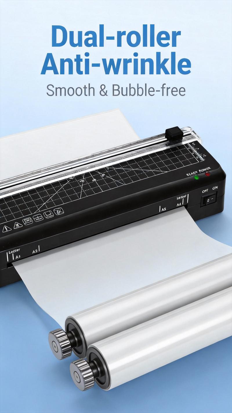 4-IN-1 Portable A4 Laminator with 60s Warm-Up Precision Cutting & No Wrinkles Technology for Photos Docs Cards Compact Size Versatile Input Efficient Laminating Ideal for Home Office School