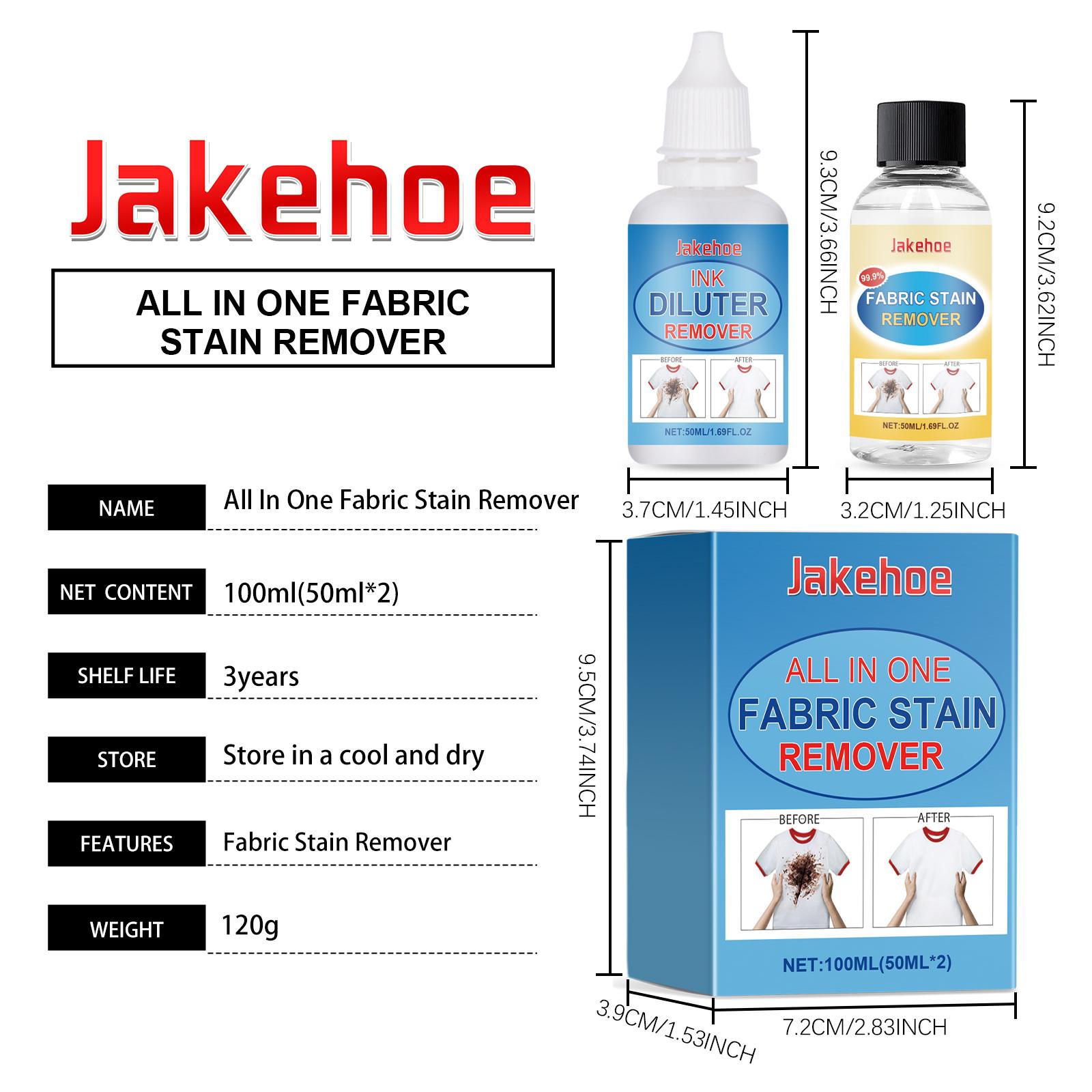 Jakehoe All-In-One Fabric Stain Remover Protects Clothes, Cleans Oil Stains, Gently Cleans Stains And Protects Color