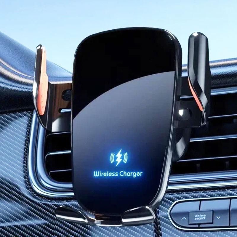 Wireless mobile phone car charger mobile phone holder one-click release fast charging manual clamp air outlet car mobile phone holder suitable for wireless charging mobile phone USB port