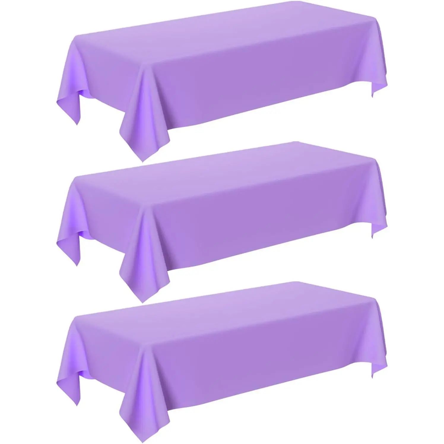 Tablecloth - 3 Pack 54" x 108" Rectangle Disposable Light  Tablecloth, Lavender  Plastic Table Cover for Party, Wedding, Lavender Birthday Decoration