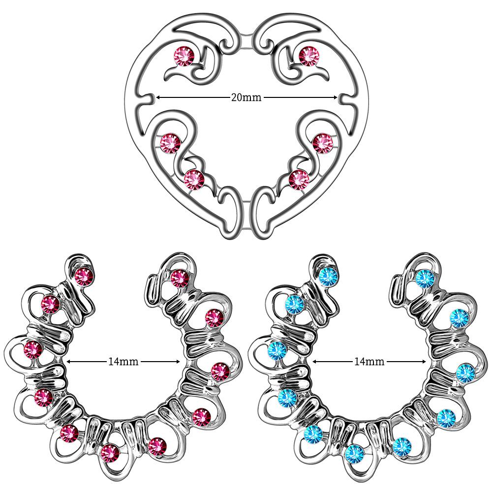 7Pcs 316L Stainless Steel Non-Piercing Septum Clicker Set, Filigree Fake Septum Ring Cuff, Hypoallergenic No Piercing Nose Ring for Women