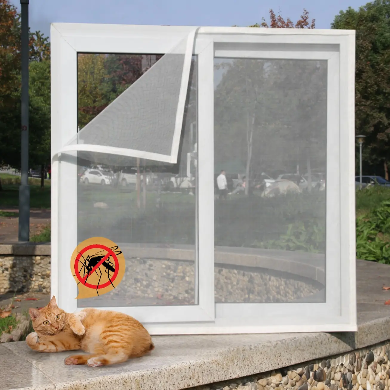 Cut-To-Fit Window Screen Without Drilling, Eco Nano Mesh, Double-Sided Mosquito Net, Reusable & Easy-Clean Curtains, Pet-Friendly