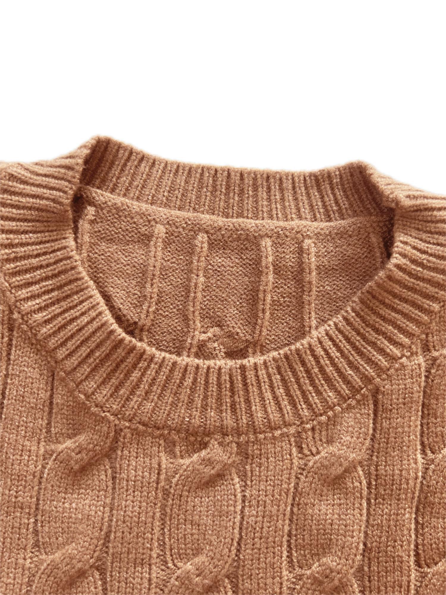 Joyfunear Women's Cable-Knit Loungewear Set - Crew Neck Sweater & Wide-Leg Pants for Everyday Comfort and Style