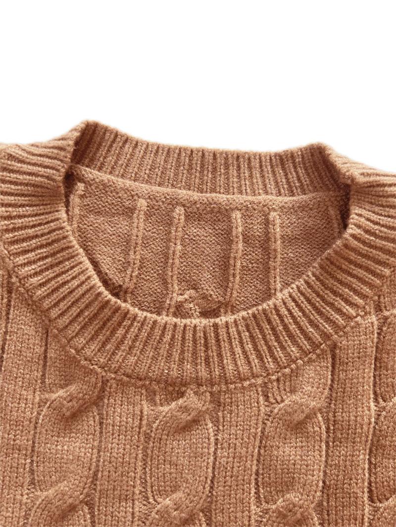 Joyfunear Women's Cable-Knit Loungewear Set - Crew Neck Sweater & Wide-Leg Pants for Everyday Comfort and Style